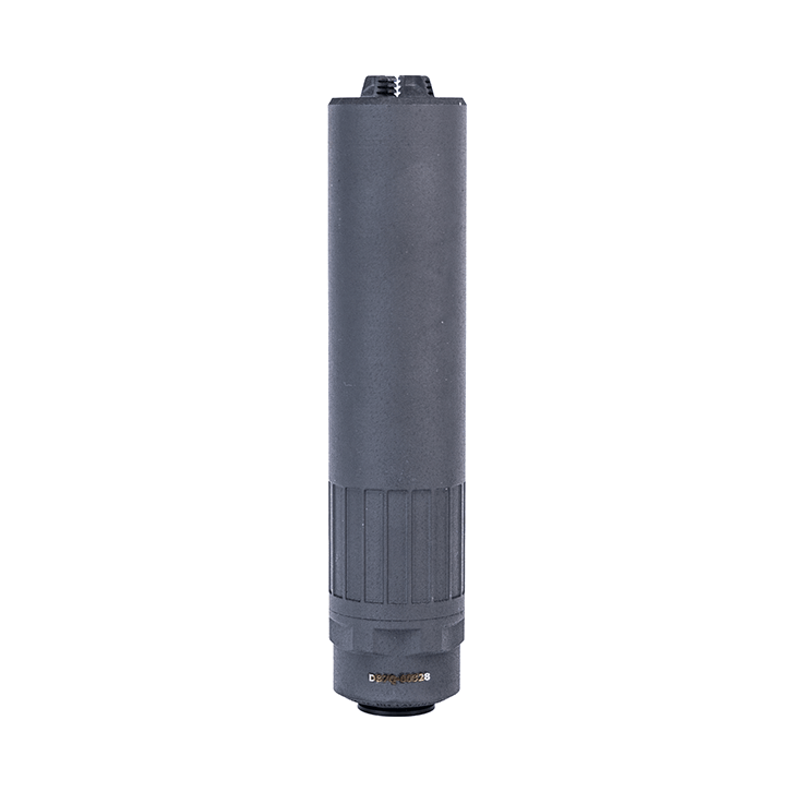 a black cylindrical object with a white background